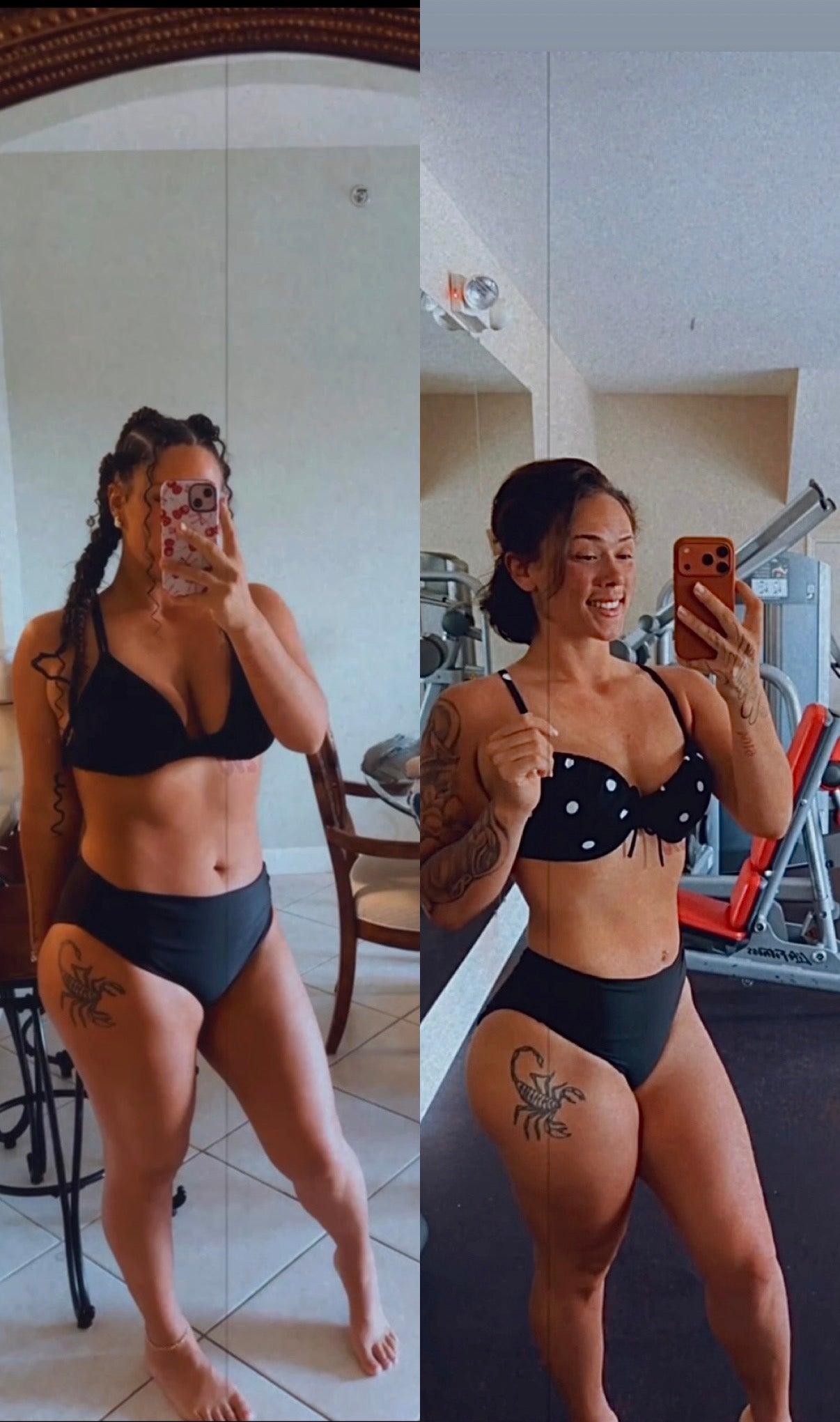 Lauren Allen at two points in her personal wellness journey